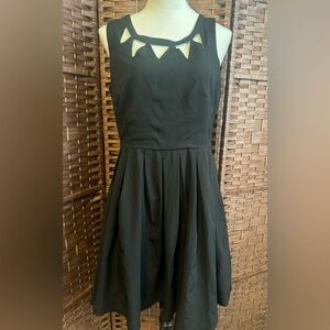 Louche Black Dress Large 14 A Short Pleated Skirt Casual Summer Spring Vacation